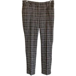 WHBM the Slim Plaid Check‎ Slim Ankle Trousers Black w/ Madder Red - 0